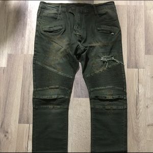 Jeans Men's Biker Moto Green Designer Size 36